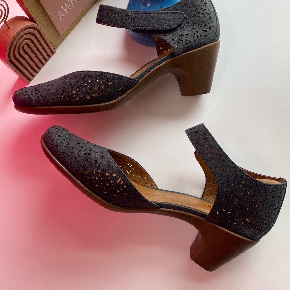 EASY SPIRIT Cindie Mary Jane Round Toe Block Heel Blue Dress Pumps Size 9 - Picture 4 of 14